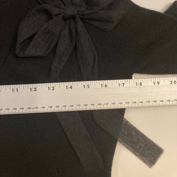 Nwot RED VALENTINO Sweater~S Black Bow-Tulle-Lace-Appliqué Cashmere V Long-Sleev - Picture 7 of 9